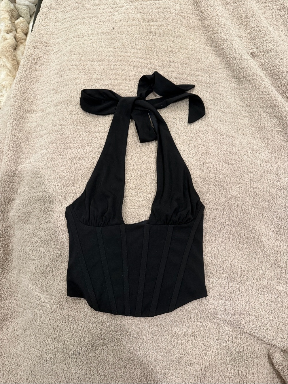 Zara Black Halter Corset Top